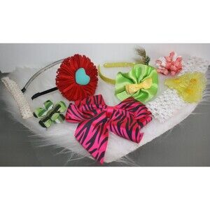Lot of 7 Girls Hair Accessories Headbands Bows Clips Colorful NIP